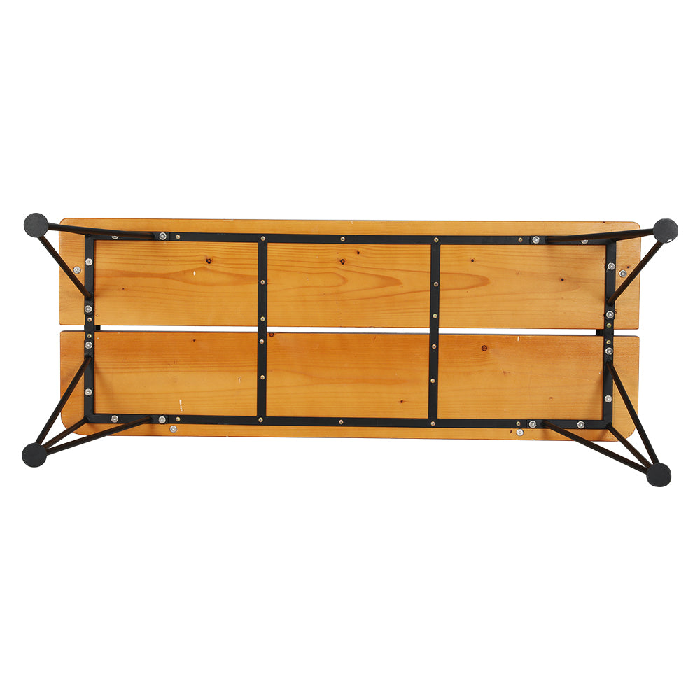 Gardeon 122cm Wooden Steel 3-Seater Garden Bench Black & Teak