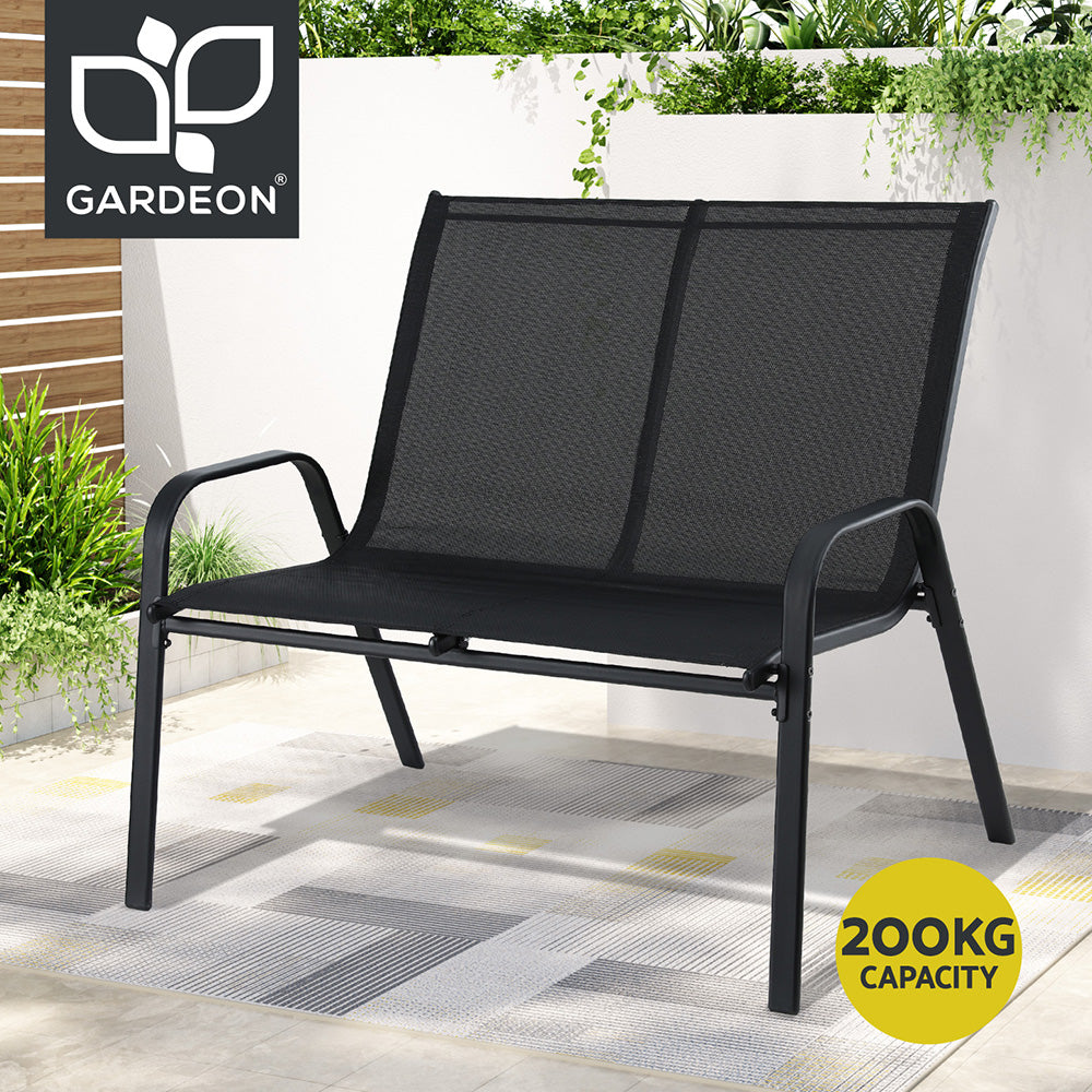 Gardeon 2 Seater Outdoor Garden Bench Seat Steel Black