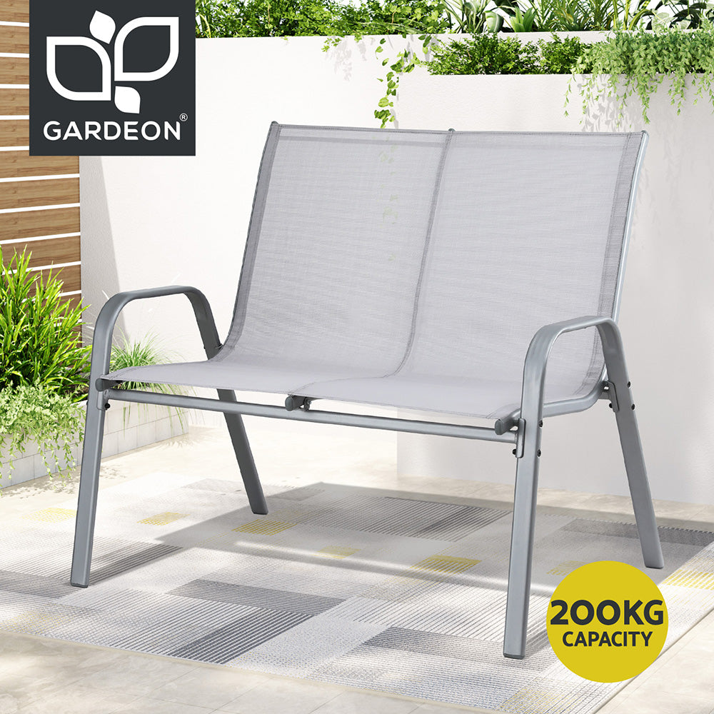 Gardeon 2 Seater Outdoor Garden Bench Seat Steel Grey