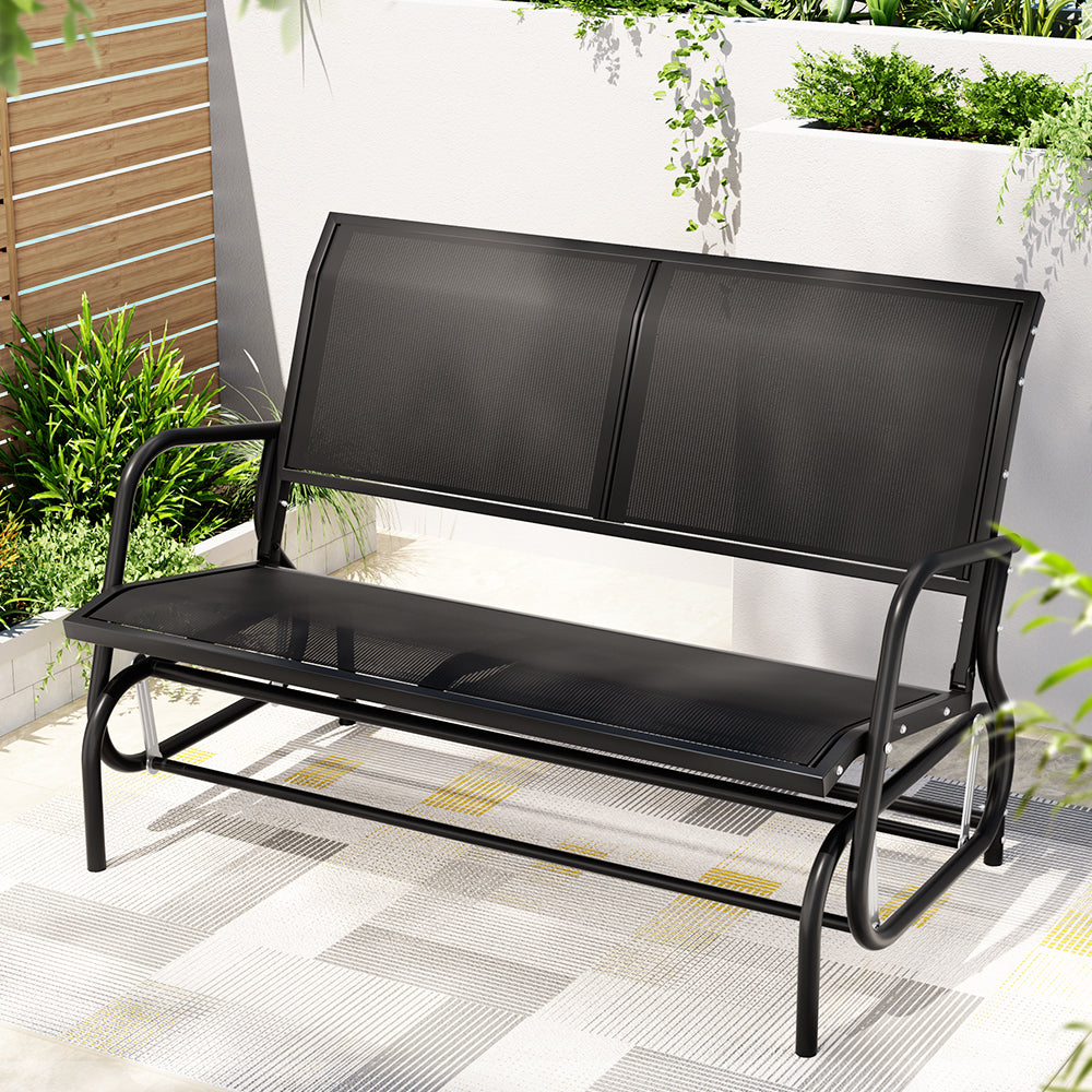 Gardeon Rocking Garden Bench Swing Glider 2 Seater Black