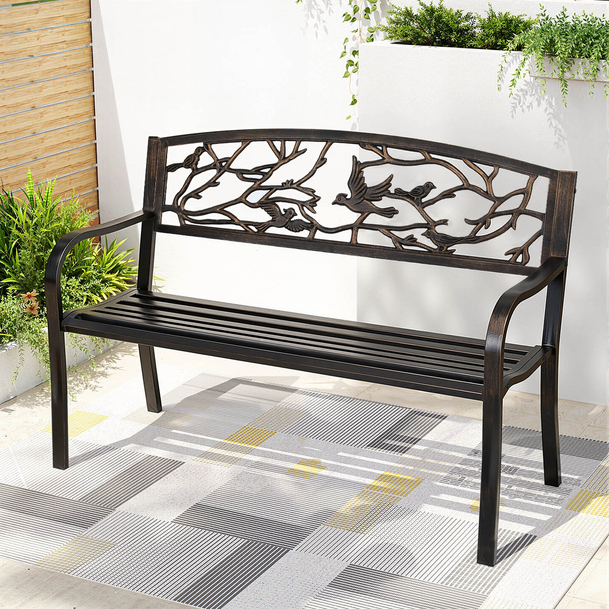 Gardeon Outdoor Bench Seat 2-3 Seater Steel Bronze