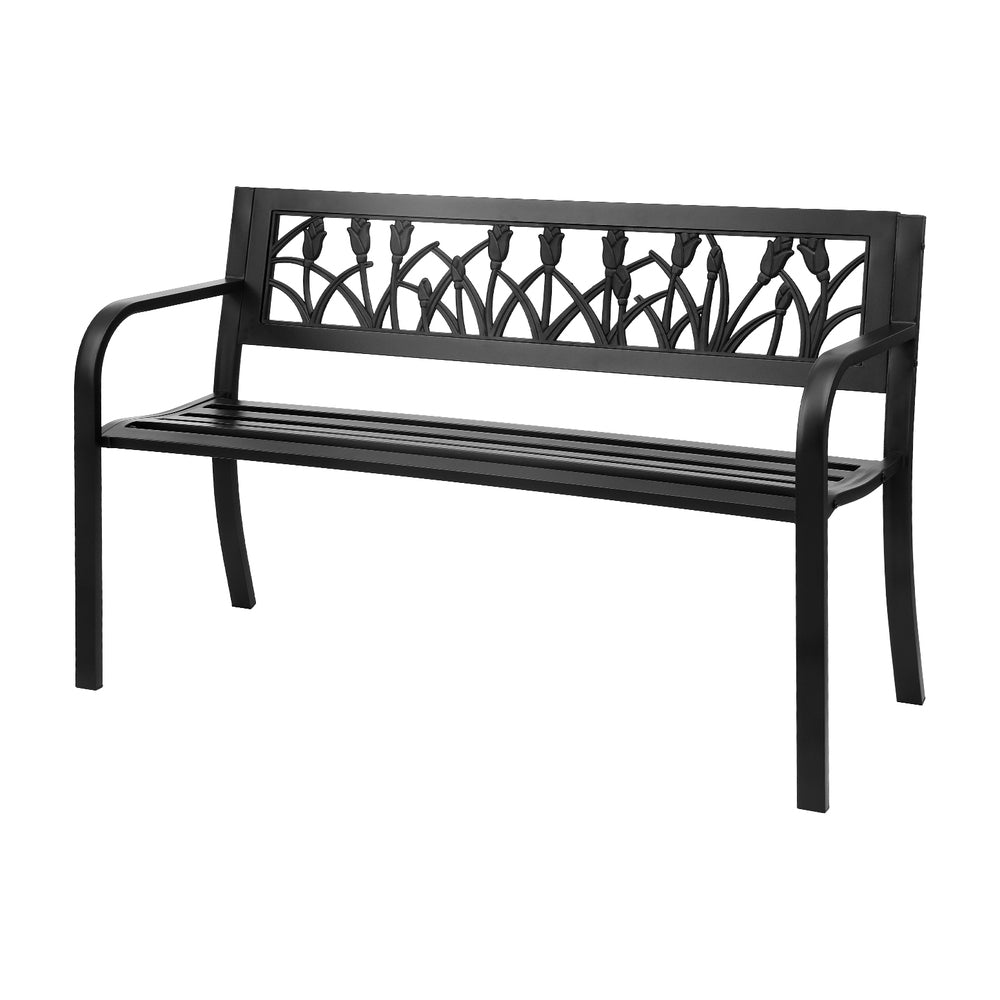 Gardeon 2 Seater Outdoor Garden Bench Steel Black