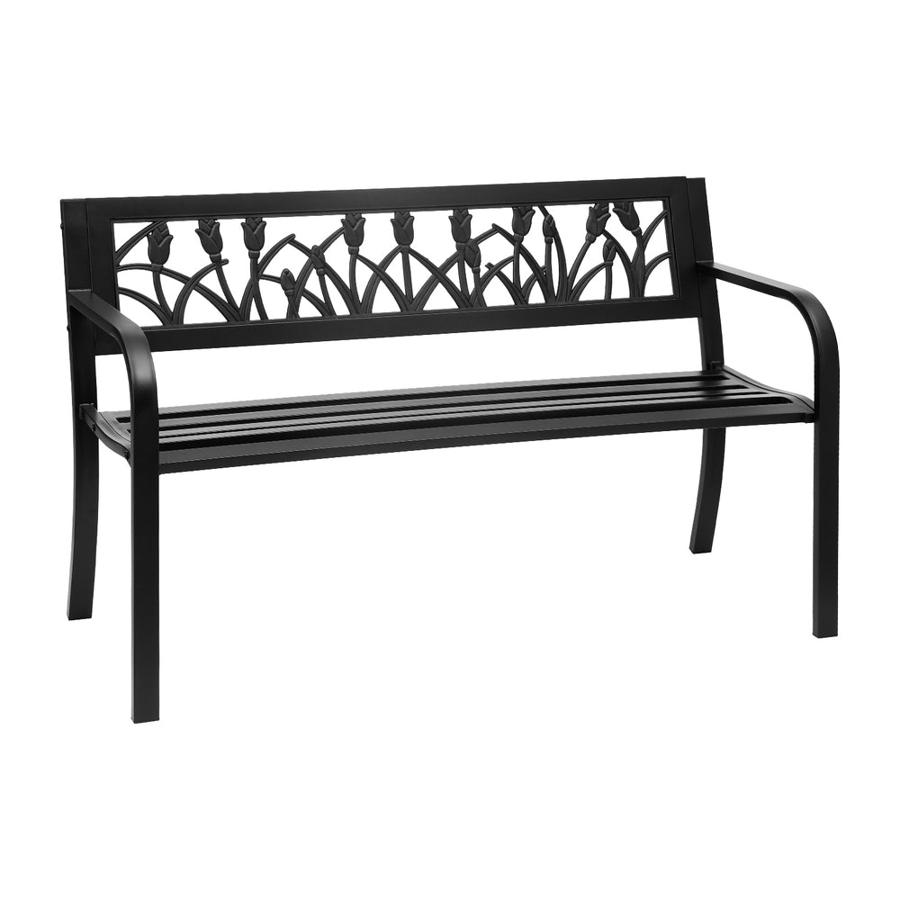 Gardeon 2-Seater Outdoor Bench Steel Black
