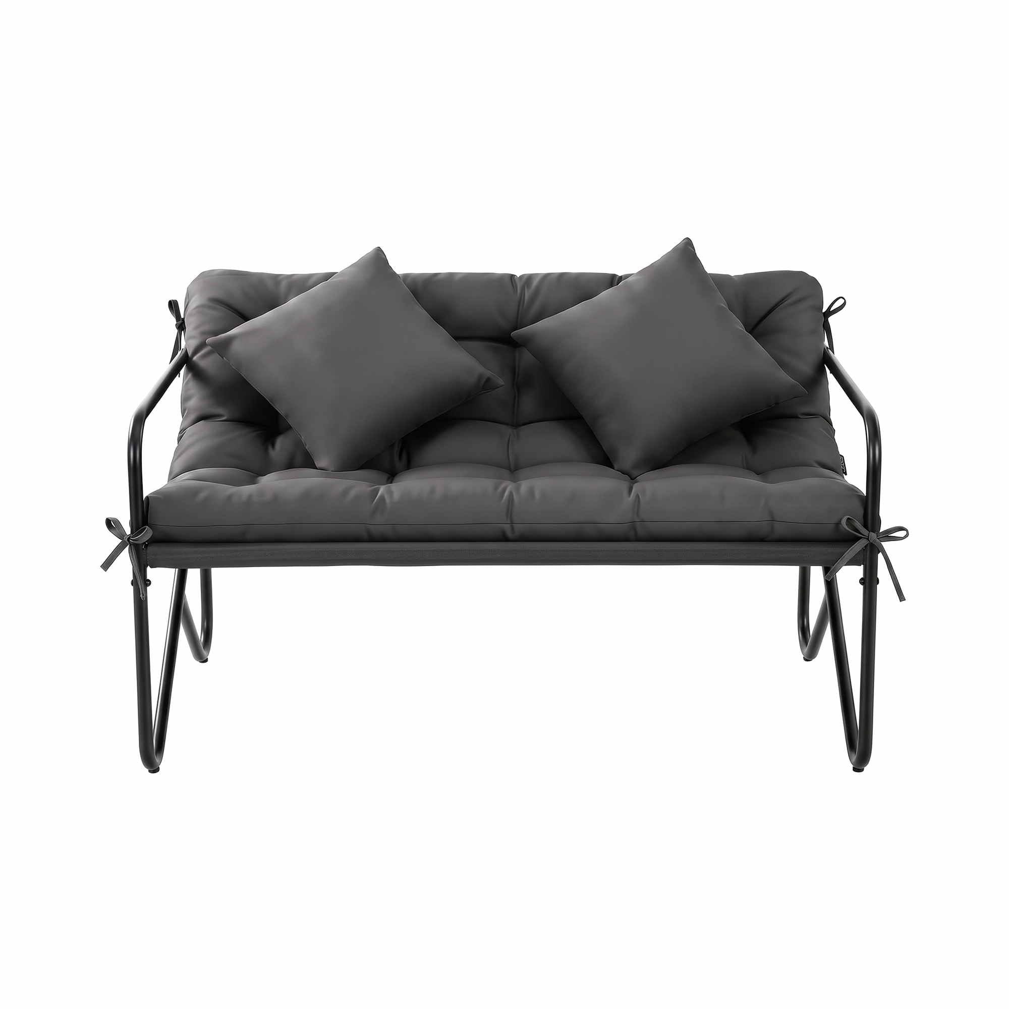 Gardeon Garden Bench 2 Seater Outdoor Bench Metal with Cushion 118cm Black