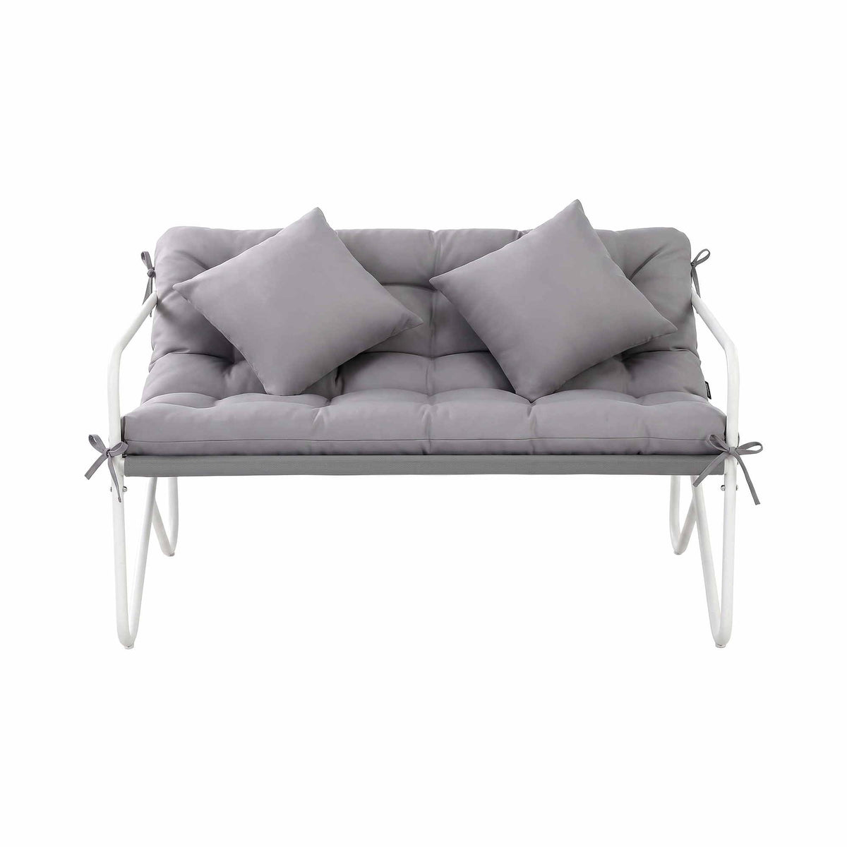 Gardeon Garden Bench 2 Seater Outdoor Bench Metal with Cushion 118cm Grey