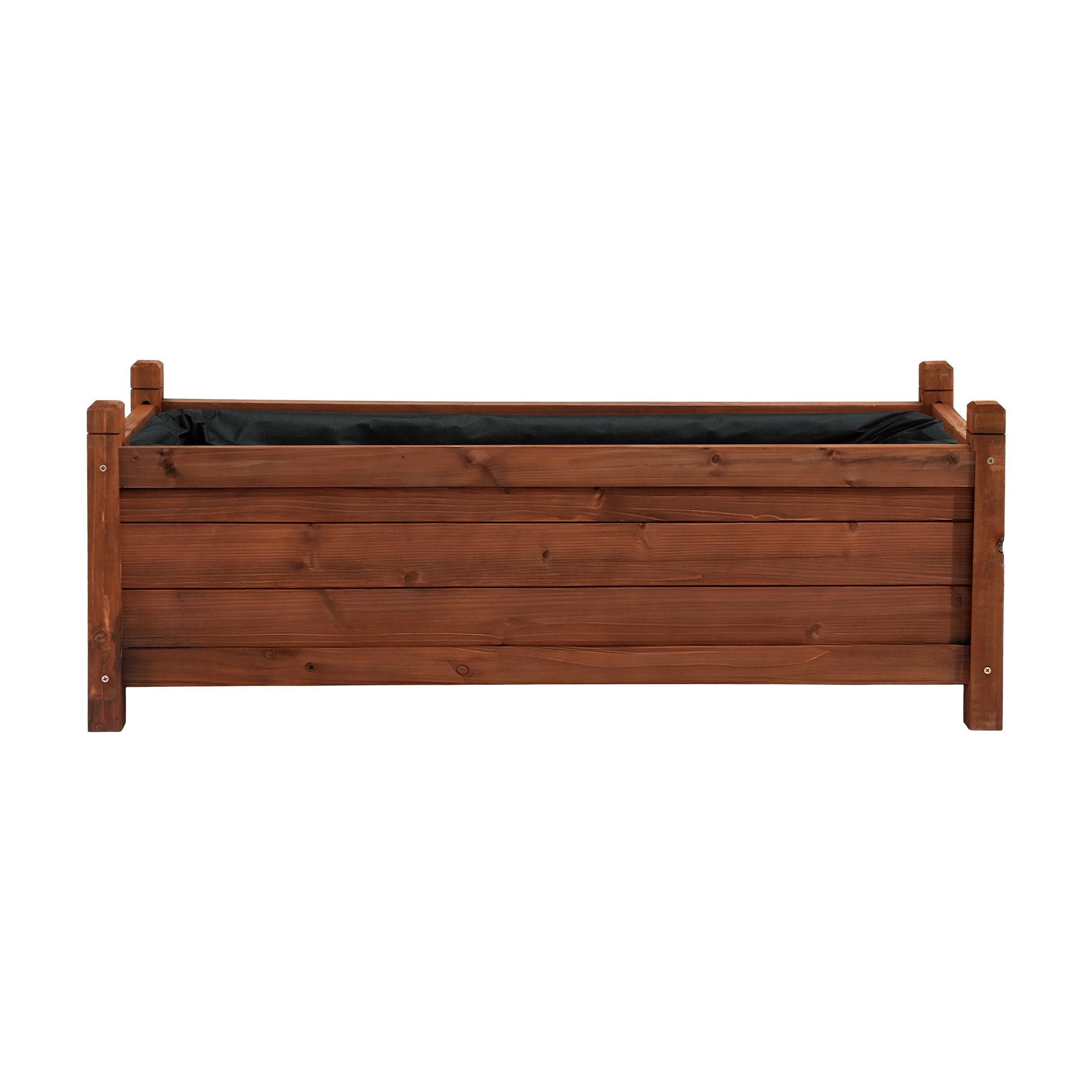 Green Fingers Garden Bed Wooden Planter Box Raised Container Growing 90x30x33cm Brown