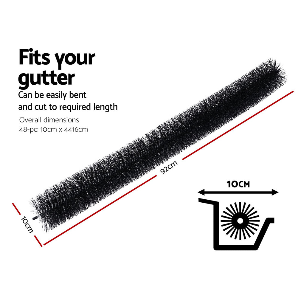 Gardeon 44M Gutter Guard Brush Set 92x10cm Black 48PCS
