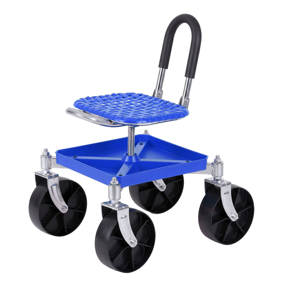 Gardeon Garden Cart Seat Rolling Stool 150kg Height Adjustable Blue