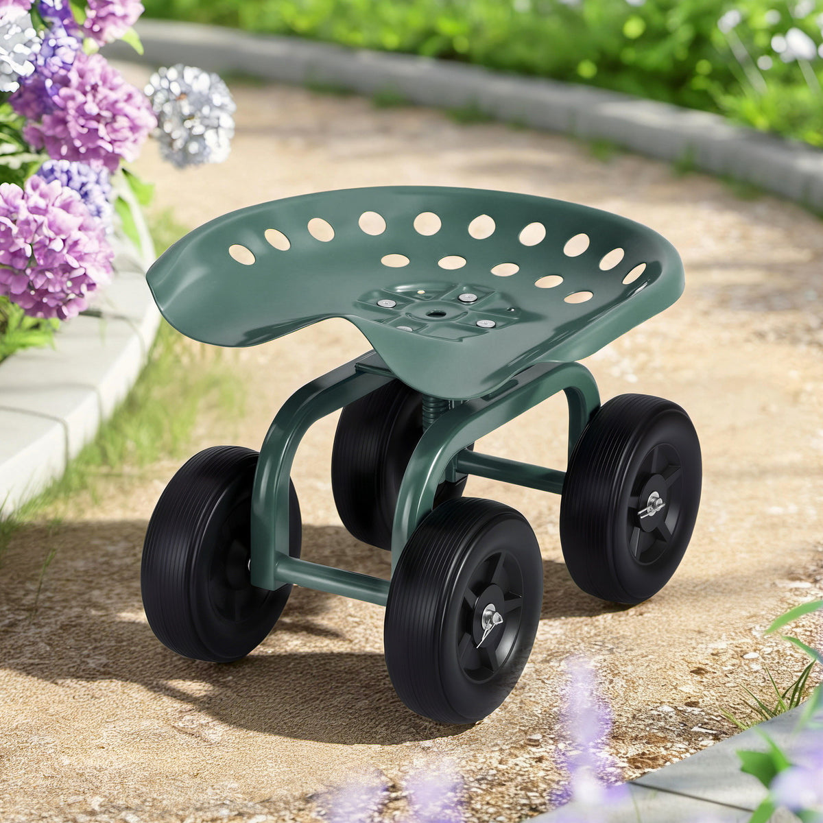 Gardeon Rolling Garden Seat 360 Swivel Adjustable Height