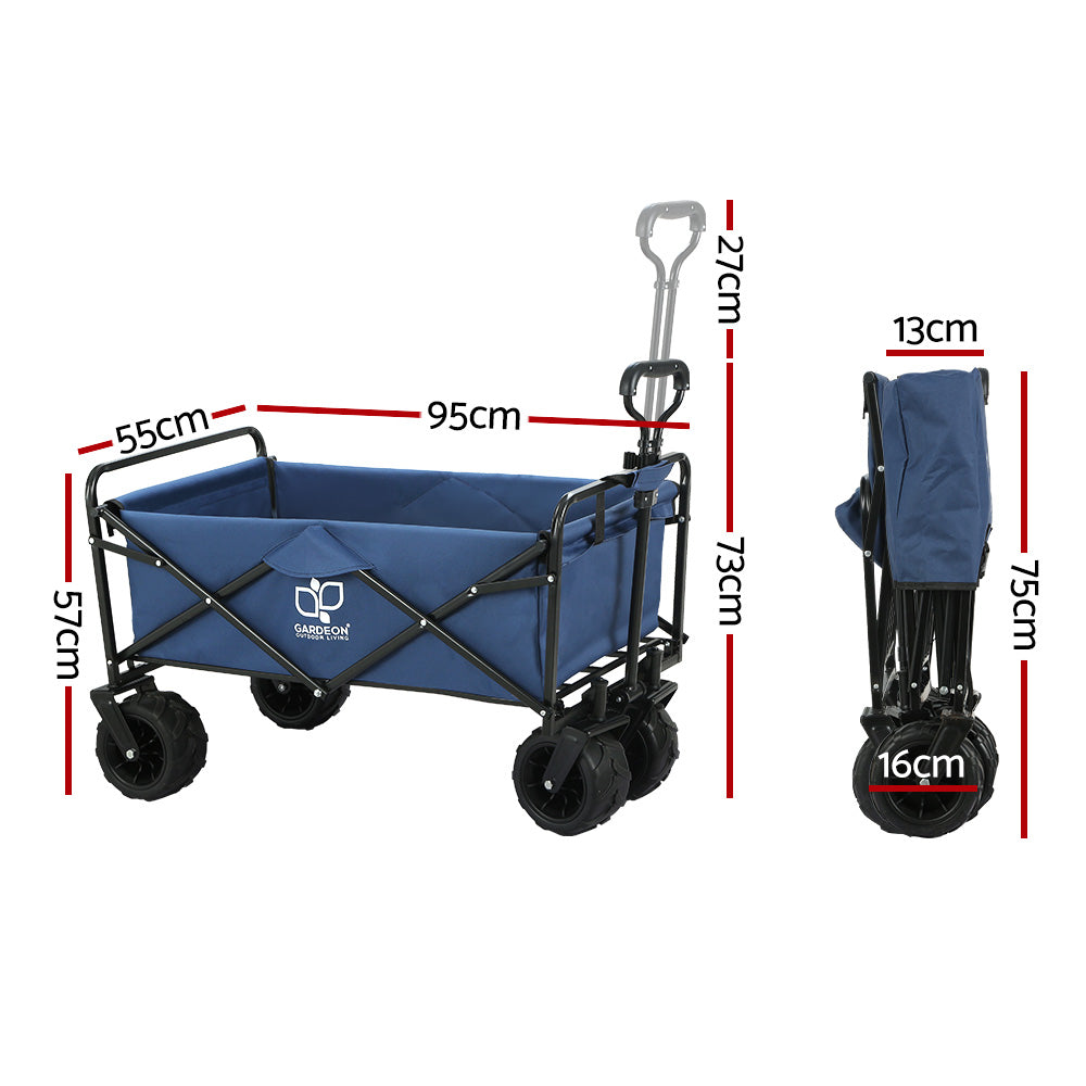 Gardeon 120kg Folding Garden Cart Trolley Navy