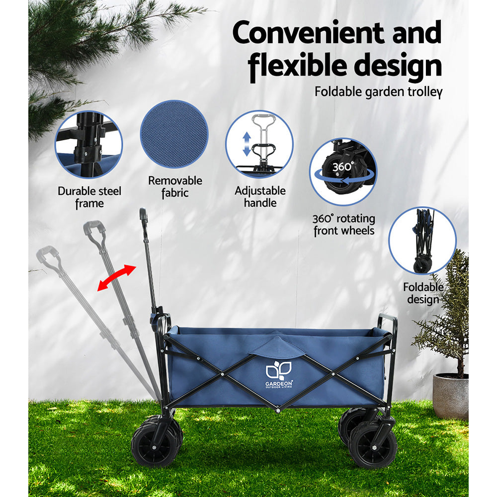 Gardeon 120kg Folding Garden Cart Trolley Navy