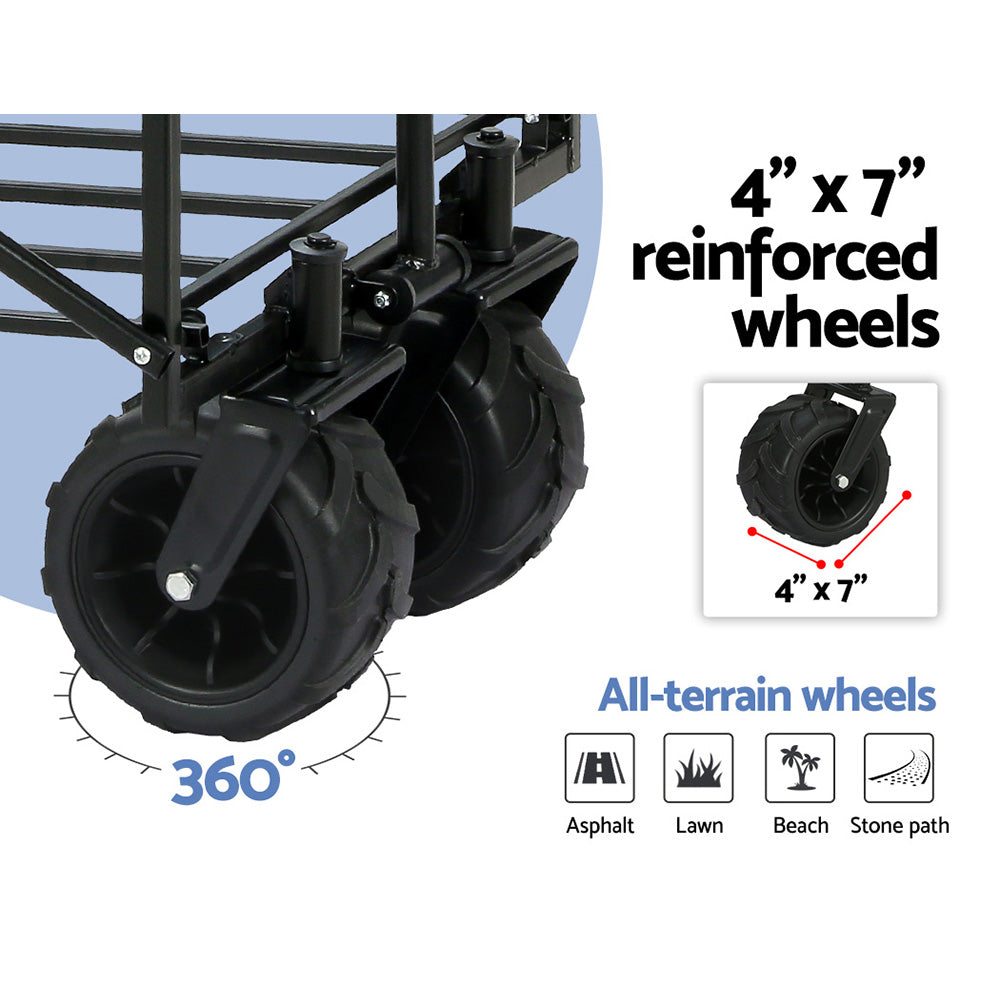 Gardeon 120kg Folding Garden Cart Trolley Navy