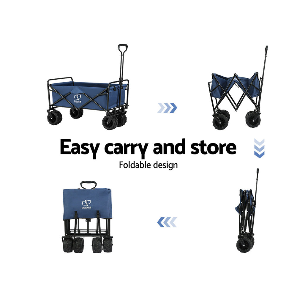 Gardeon 120kg Folding Garden Cart Trolley Navy