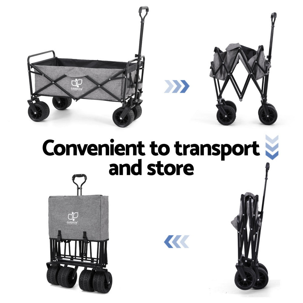 Gardeon Folding Garden Cart Cargo Net Grey