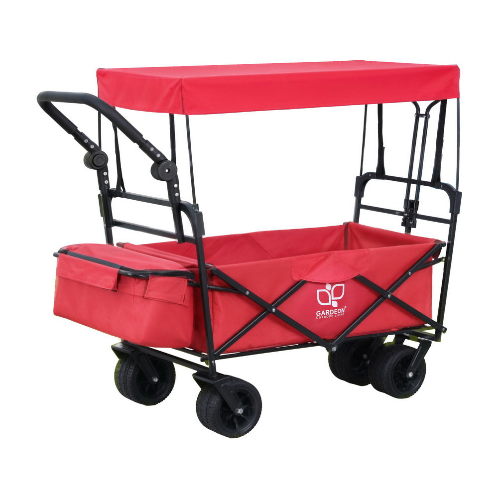 Gardeon Folding Garden Cart with Removable Canopy Red