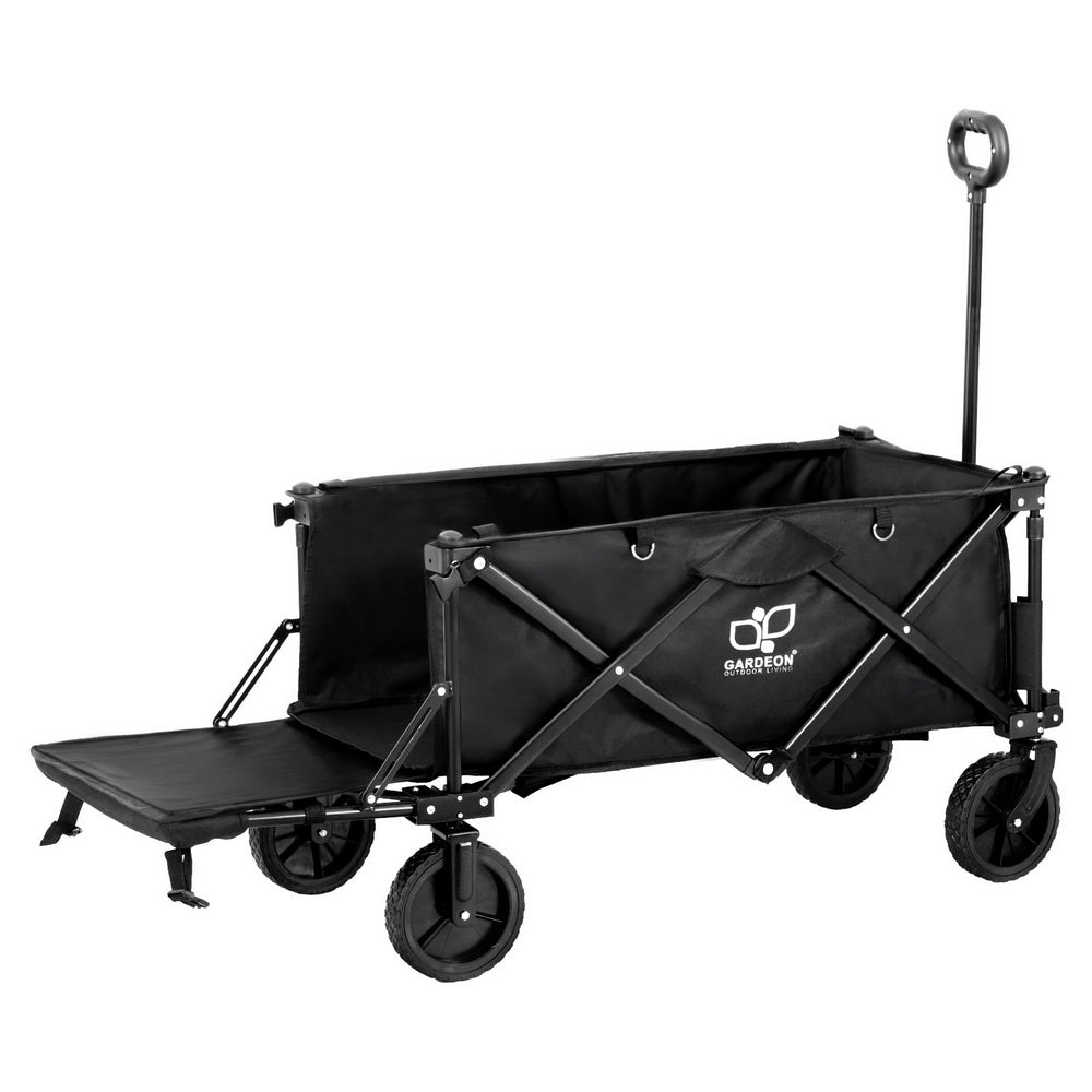 Gardeon Folding Garden Cart Black Rear Opening