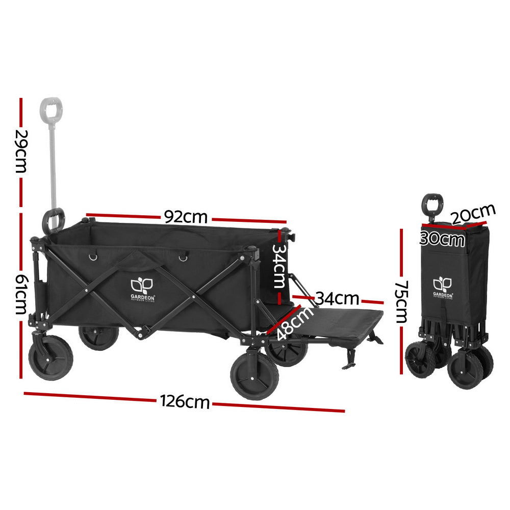 Gardeon Folding Garden Cart Black Rear Opening
