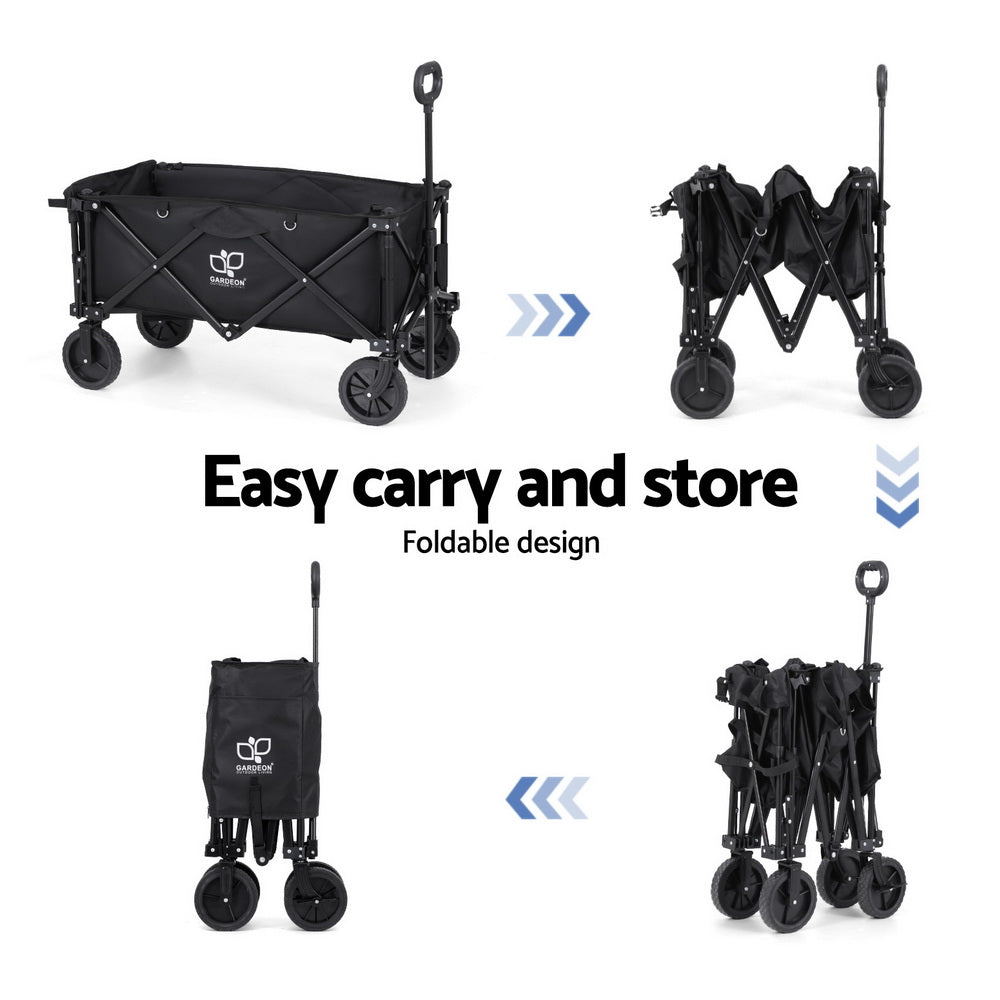 Gardeon Folding Garden Cart Black Rear Opening