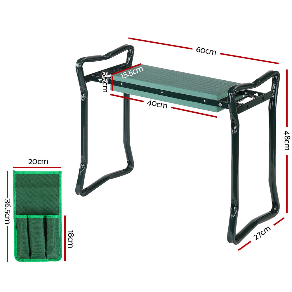 Gardeon 3-in-1 Garden Kneeler Padded Seat Stool Foldable Green