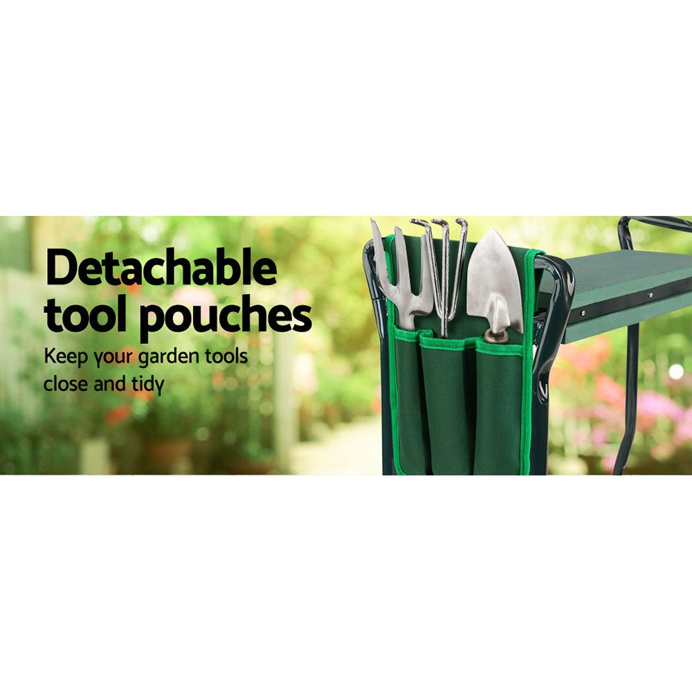 Gardeon 3-in-1 Garden Kneeler Padded Seat Stool Foldable Green