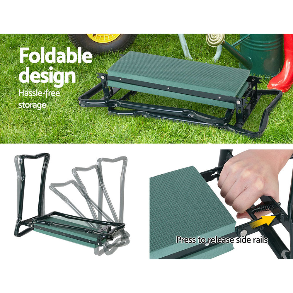 Gardeon 3-in-1 Garden Kneeler Padded Seat Stool Foldable Green