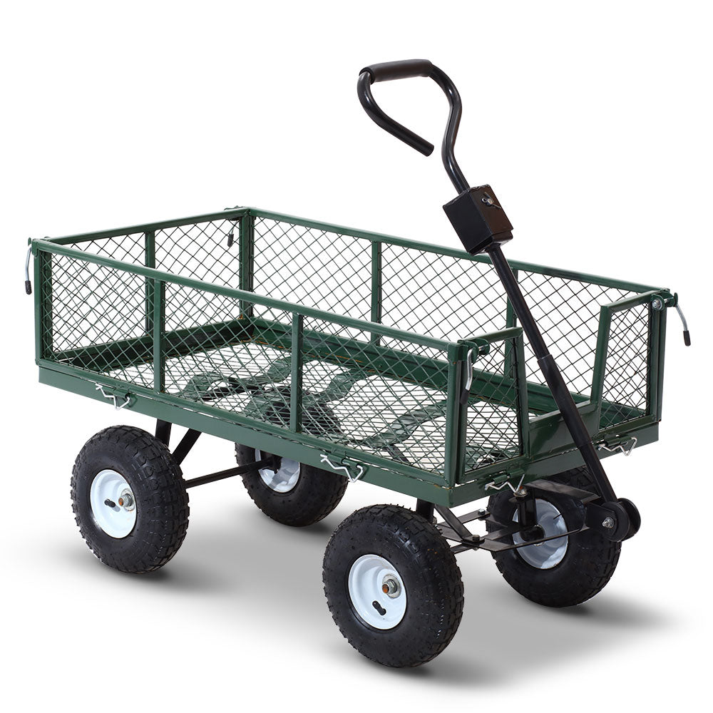 Gardeon Mesh Garden Steel Cart Green