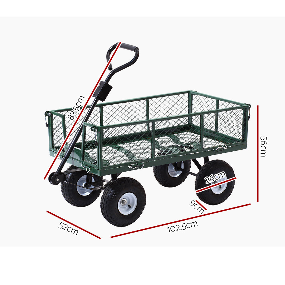 Gardeon Heavy-Duty Mesh Garden Cart Steel Green