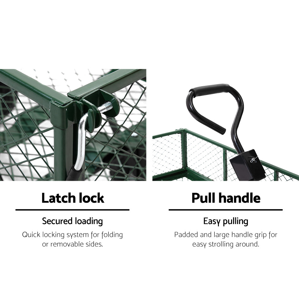 Gardeon Heavy-Duty Mesh Garden Cart Steel Green