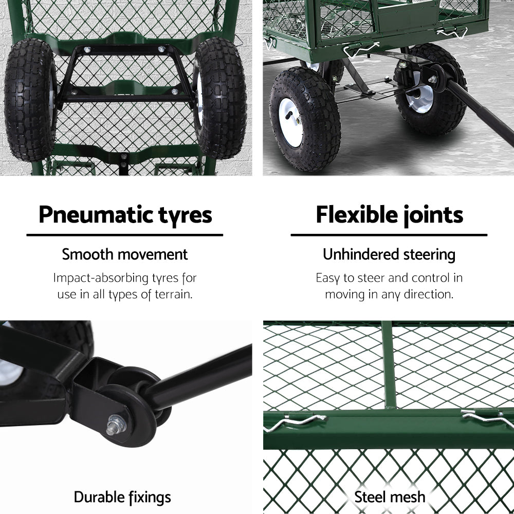 Gardeon Heavy-Duty Mesh Garden Cart Steel Green