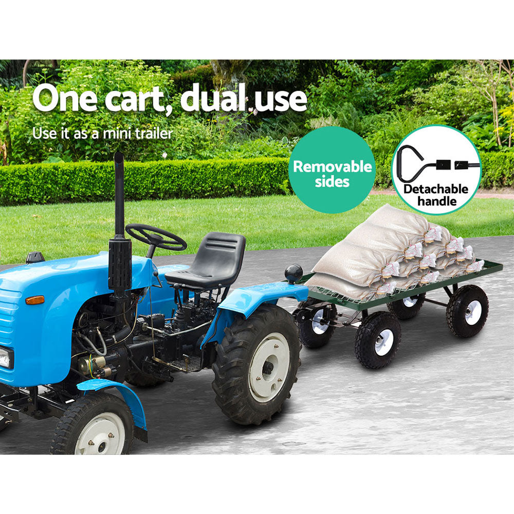 Gardeon Heavy-Duty Mesh Garden Cart Steel Green