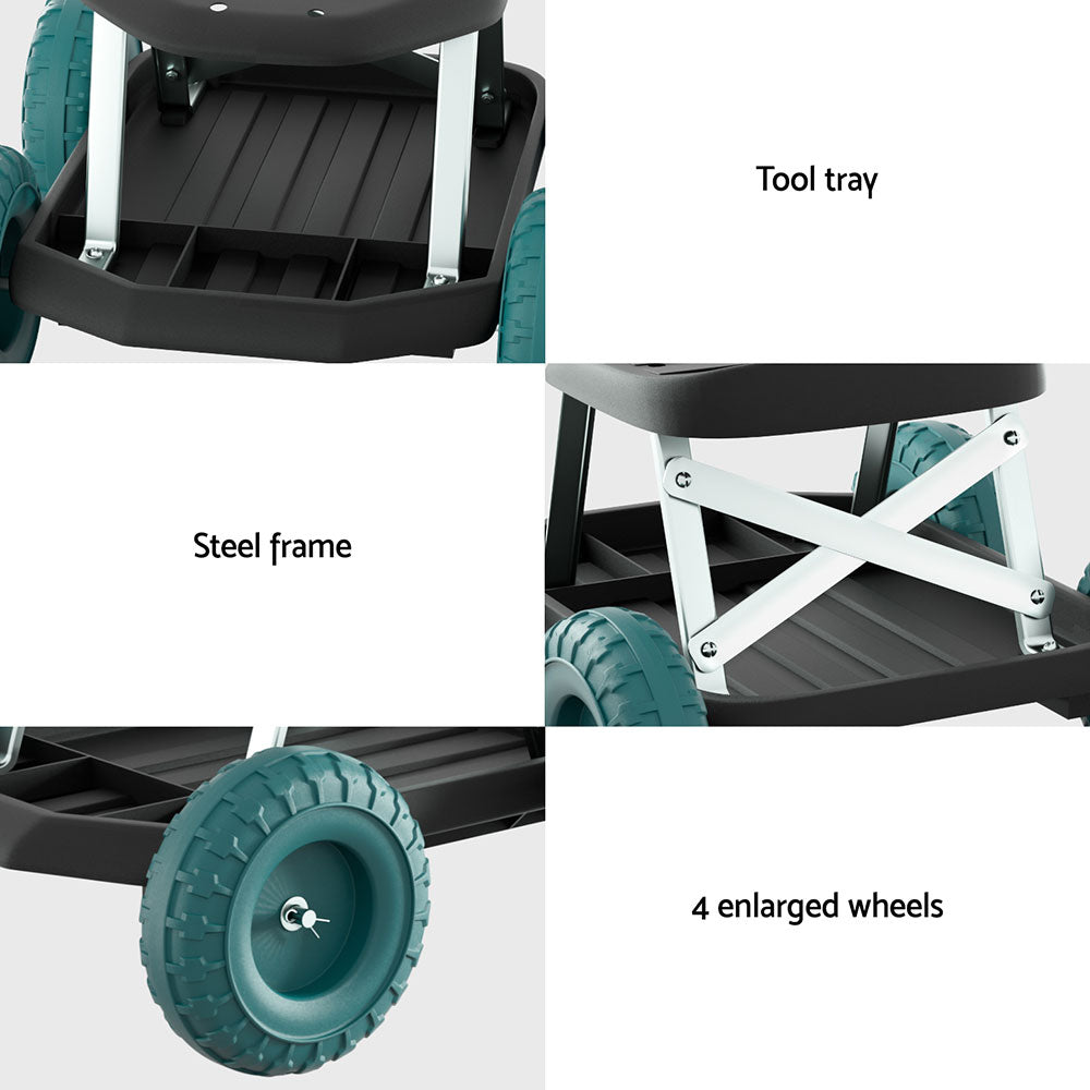 Gardeon Rolling Garden Stool with Wheels 200kg Capacity