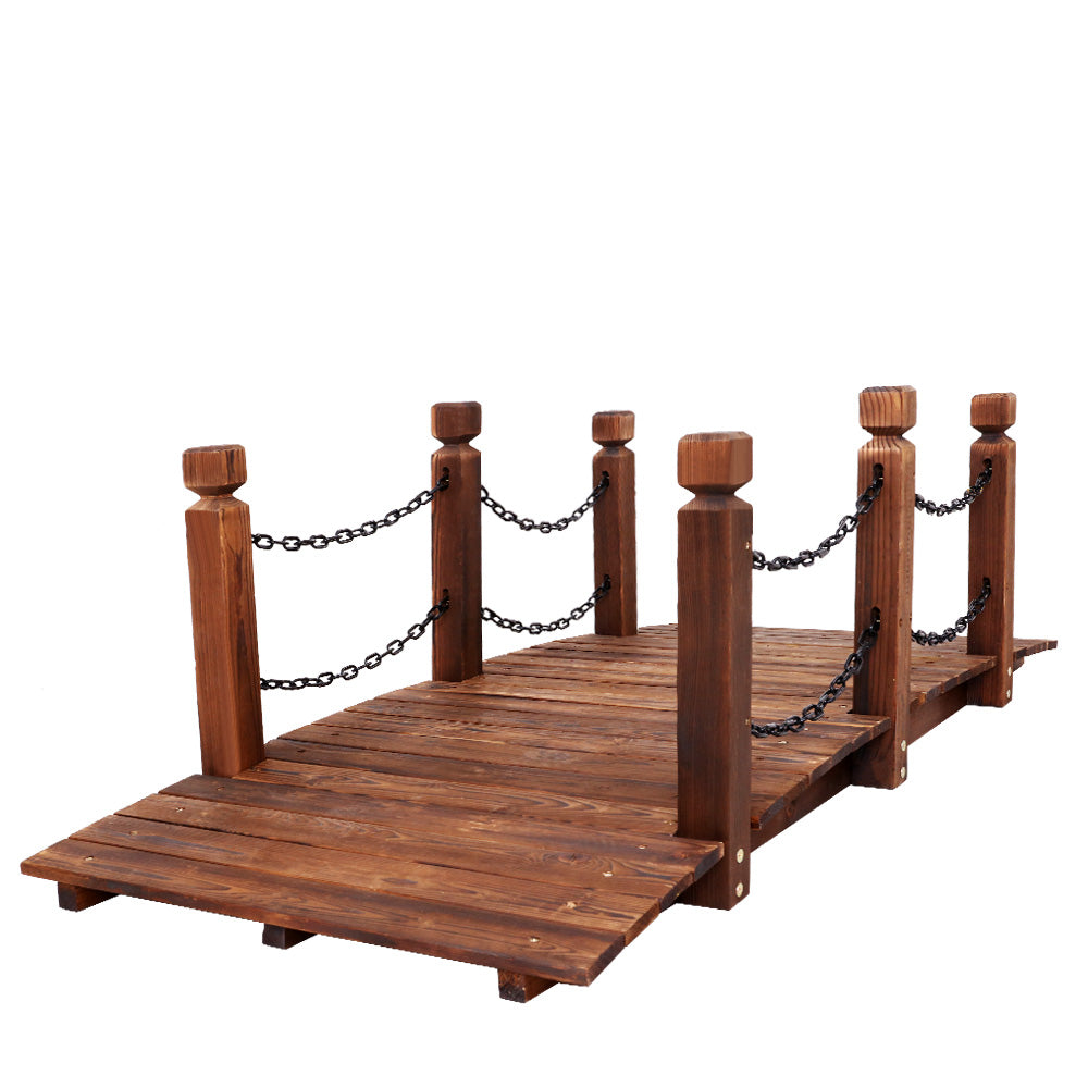 Gardeon 160cm Wooden Garden Bridge Rustic Chain Decor