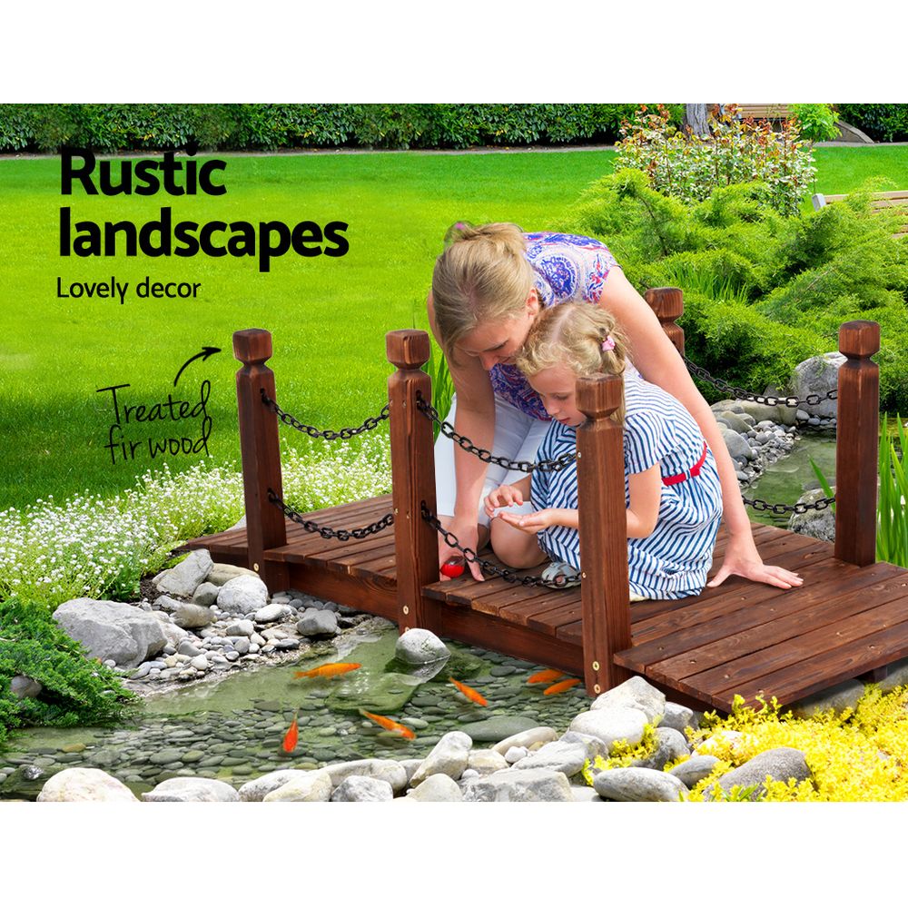 Gardeon 160cm Wooden Garden Bridge Rustic Chain Decor