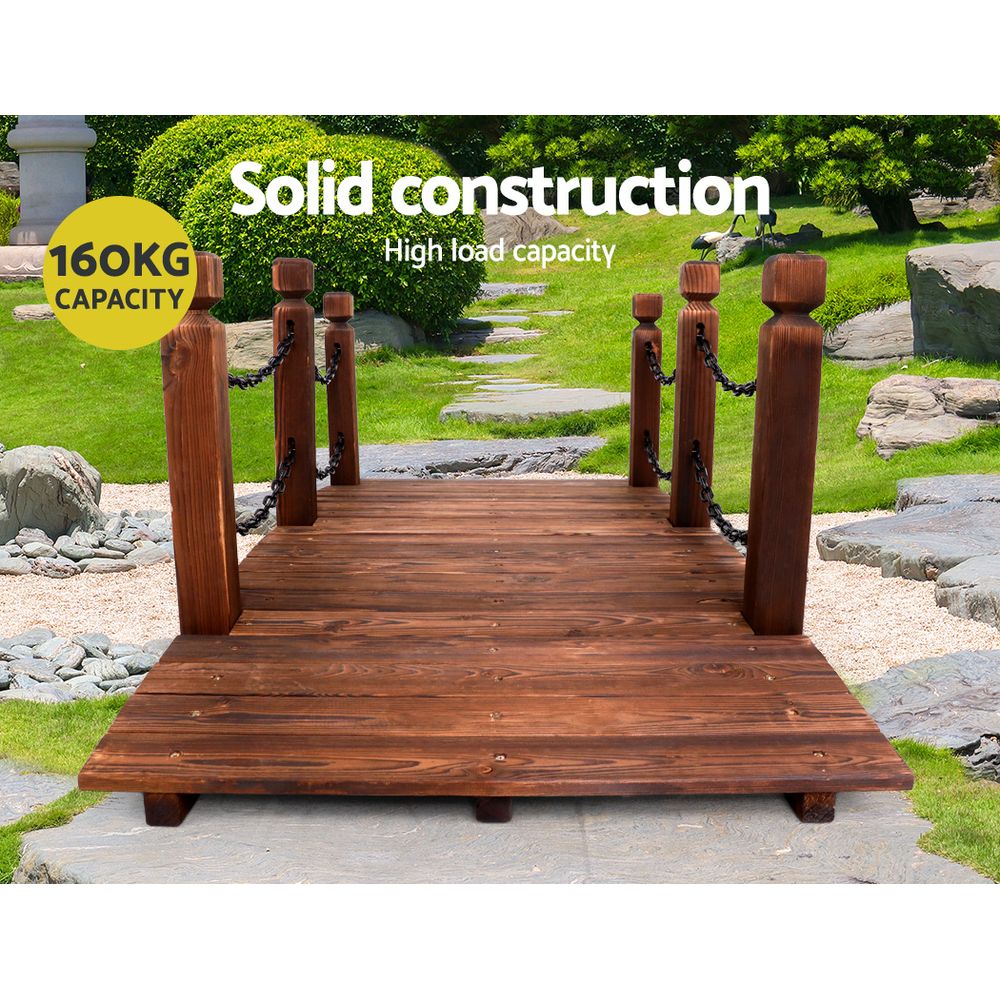Gardeon 160cm Wooden Garden Bridge Rustic Chain Decor
