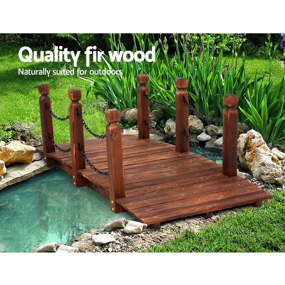 Gardeon 160cm Wooden Garden Bridge Rustic Chain Decor