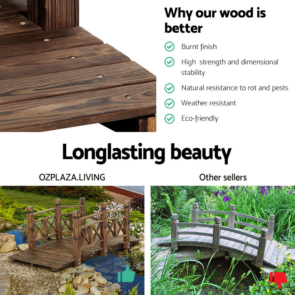 Gardeon 150cm Wooden Garden Bridge Outdoor Ornament
