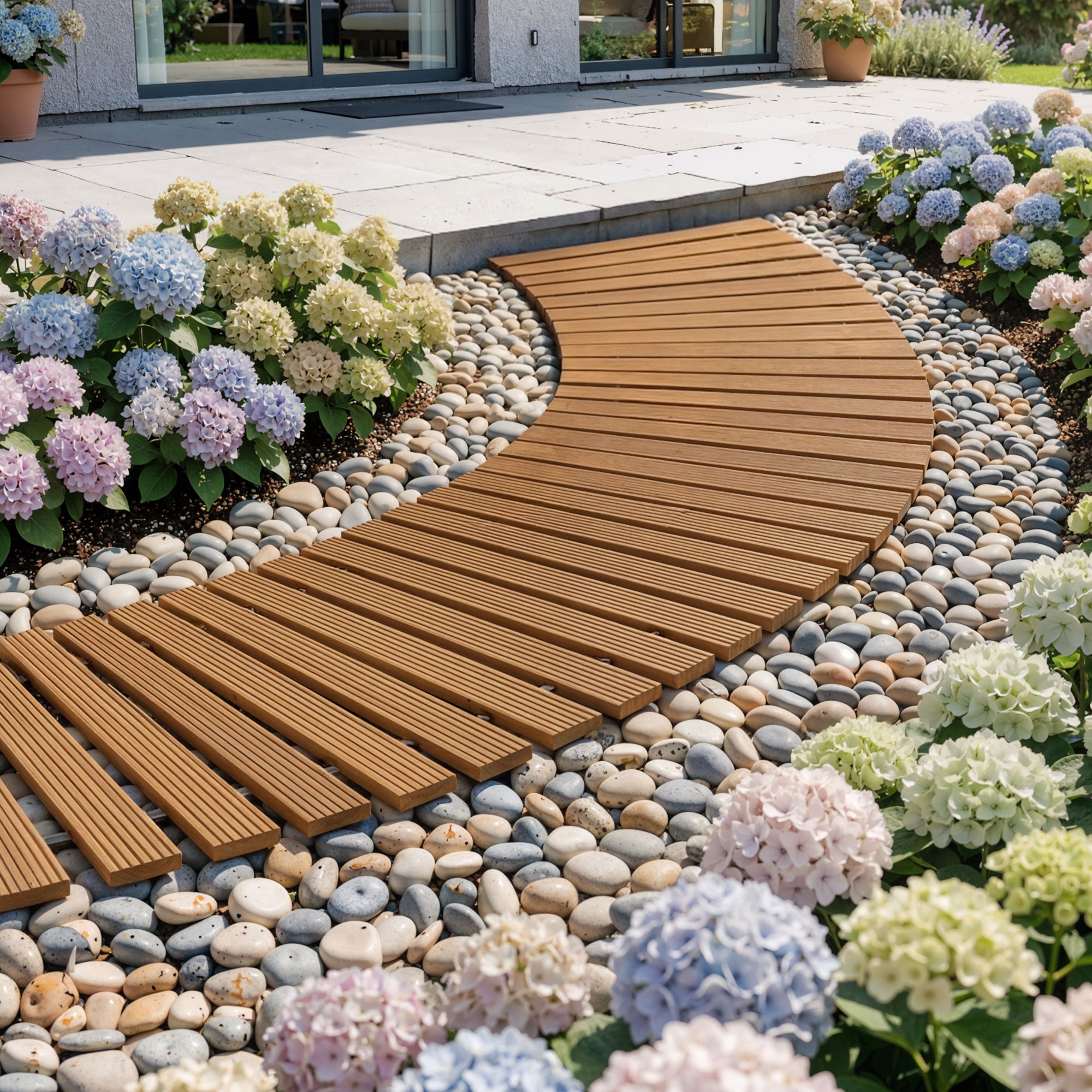 Gardeon 8FT Wooden Garden Pathway Roll-Out Curved Walkway Outdoor Backyard Brown