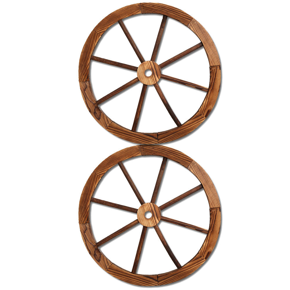 Gardeon 60cm Wooden Wagon Wheel Ornament Rustic Decor 2-Pack