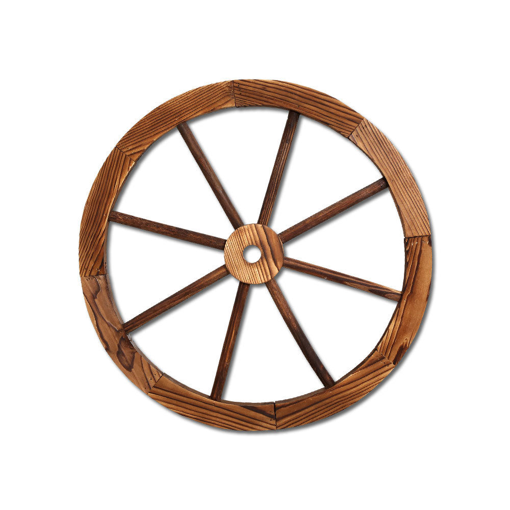 Gardeon 60cm Wooden Wagon Wheel Outdoor Garden Ornament