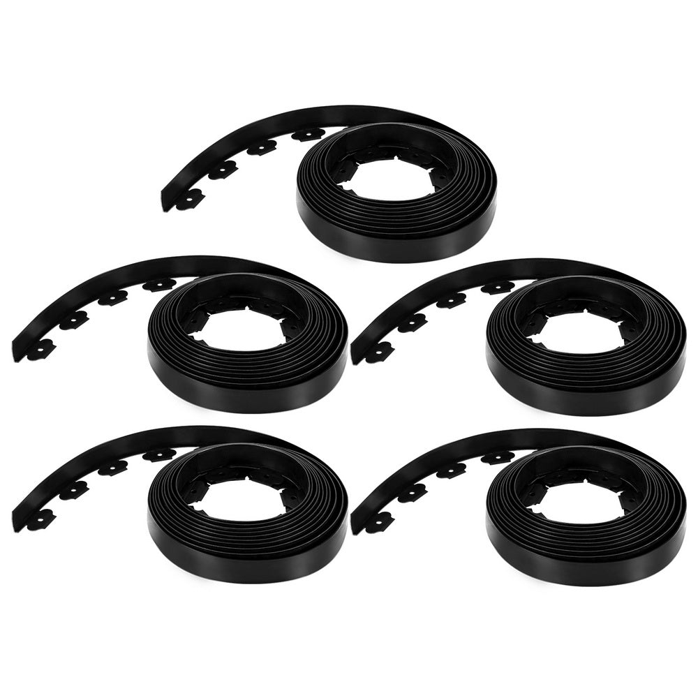 Greenfingers 5cm x 10m Garden Edging Black Set of 5