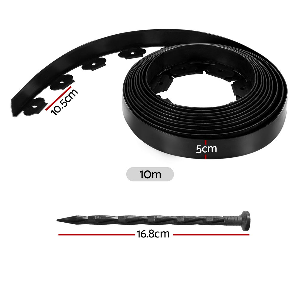 Greenfingers 5cm x 10m Garden Edging Black Set of 5