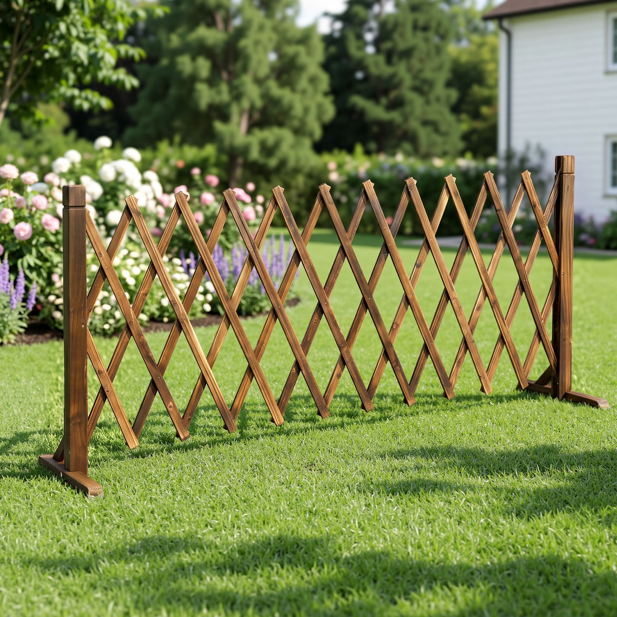 Gardeon Expandable Wooden Trellis Garden Fence Plant Frame 200cm Brown