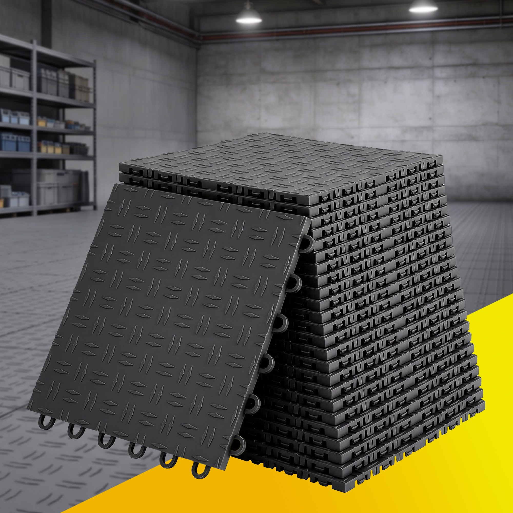 Giantz Garage Floor Tiles Interlocking PP Flooring 25PCS 30x30cm Black