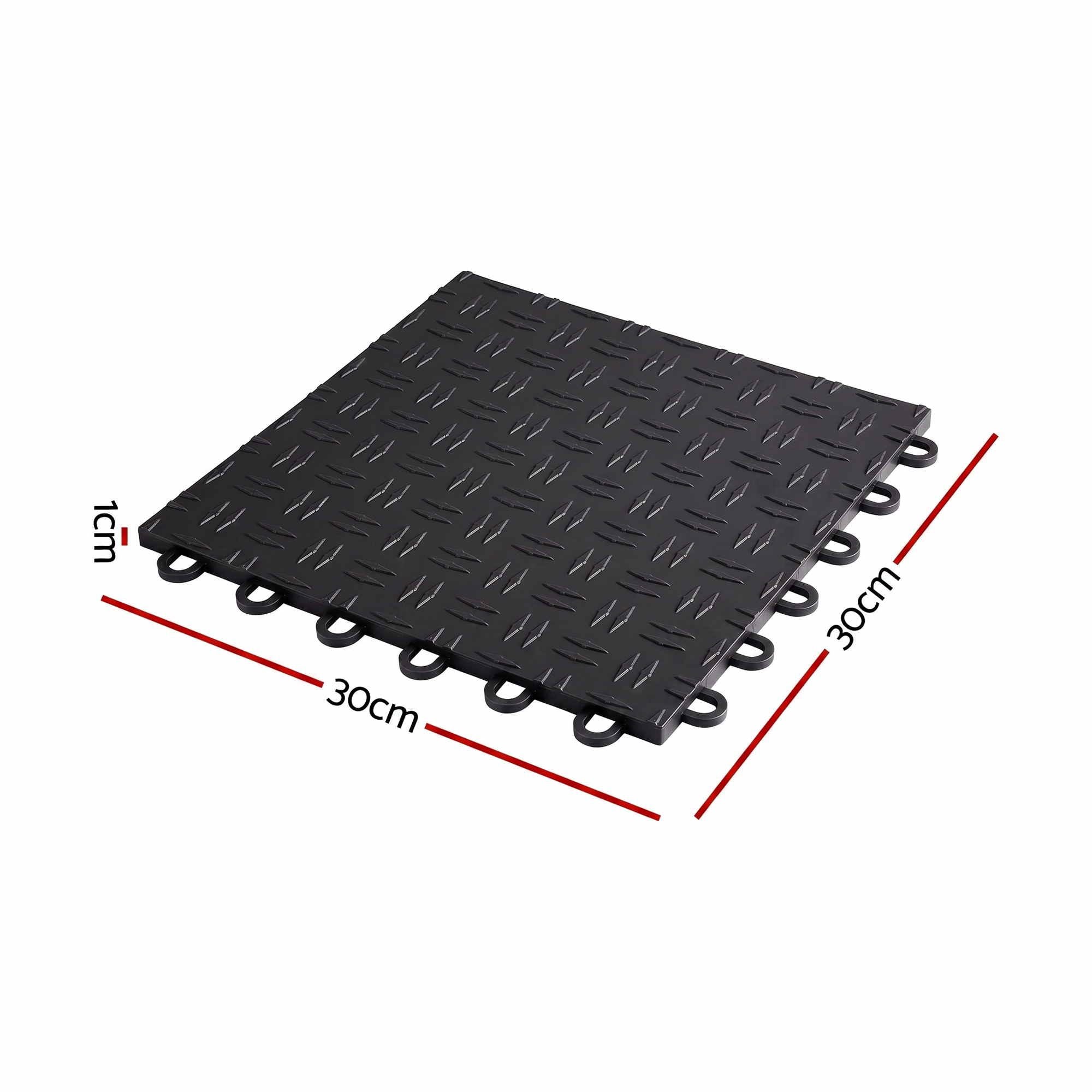 Giantz Garage Floor Tiles Interlocking PP Flooring 25PCS 30x30cm Black