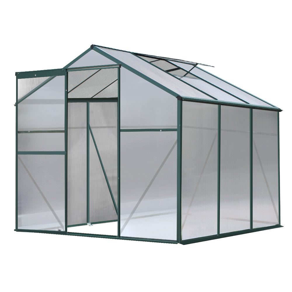 Green Fingers Aluminium Polycarbonate Greenhouse Garden Shed