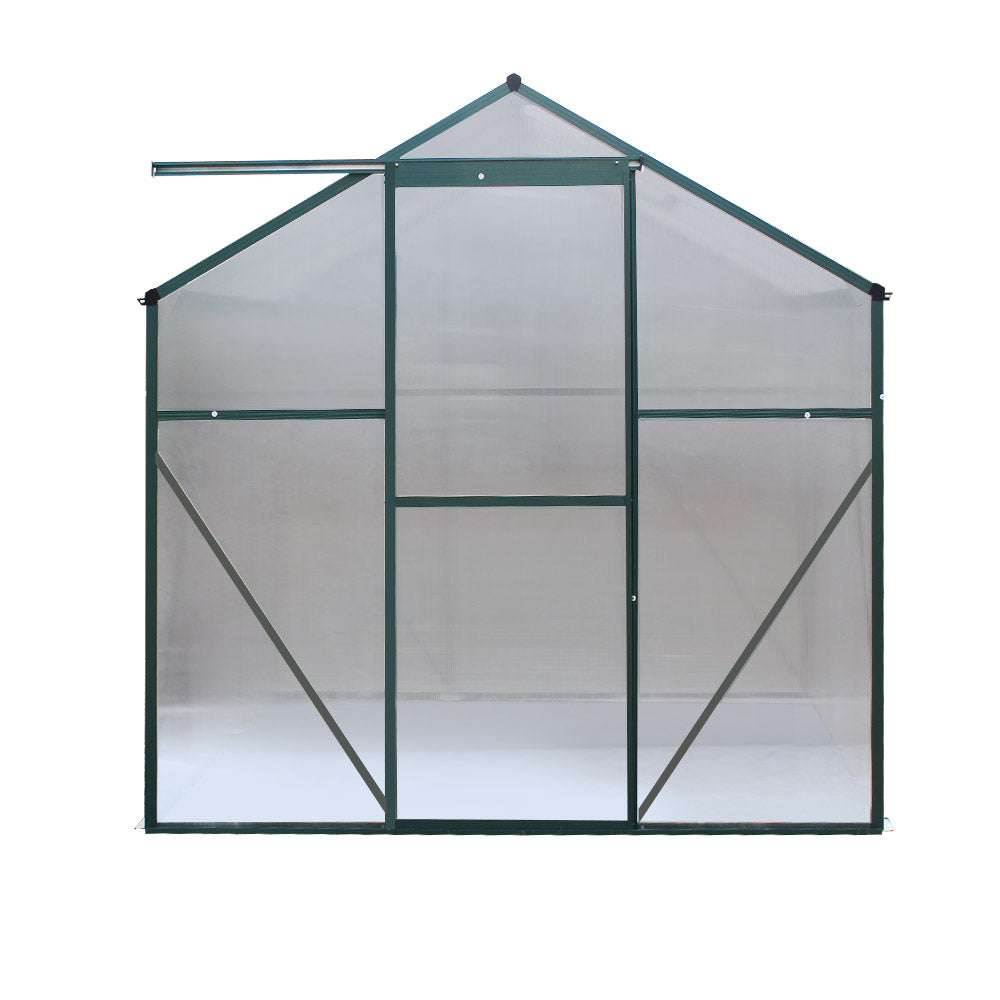 Green Fingers 1.9x1.9m Aluminium Polycarbonate Greenhouse Garden Shed