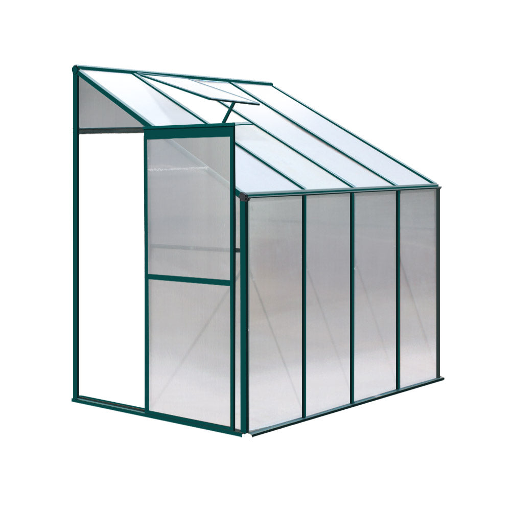 Green Fingers 2.52x1.27x2.13M Aluminium Lean-to Greenhouse Polycarbonate