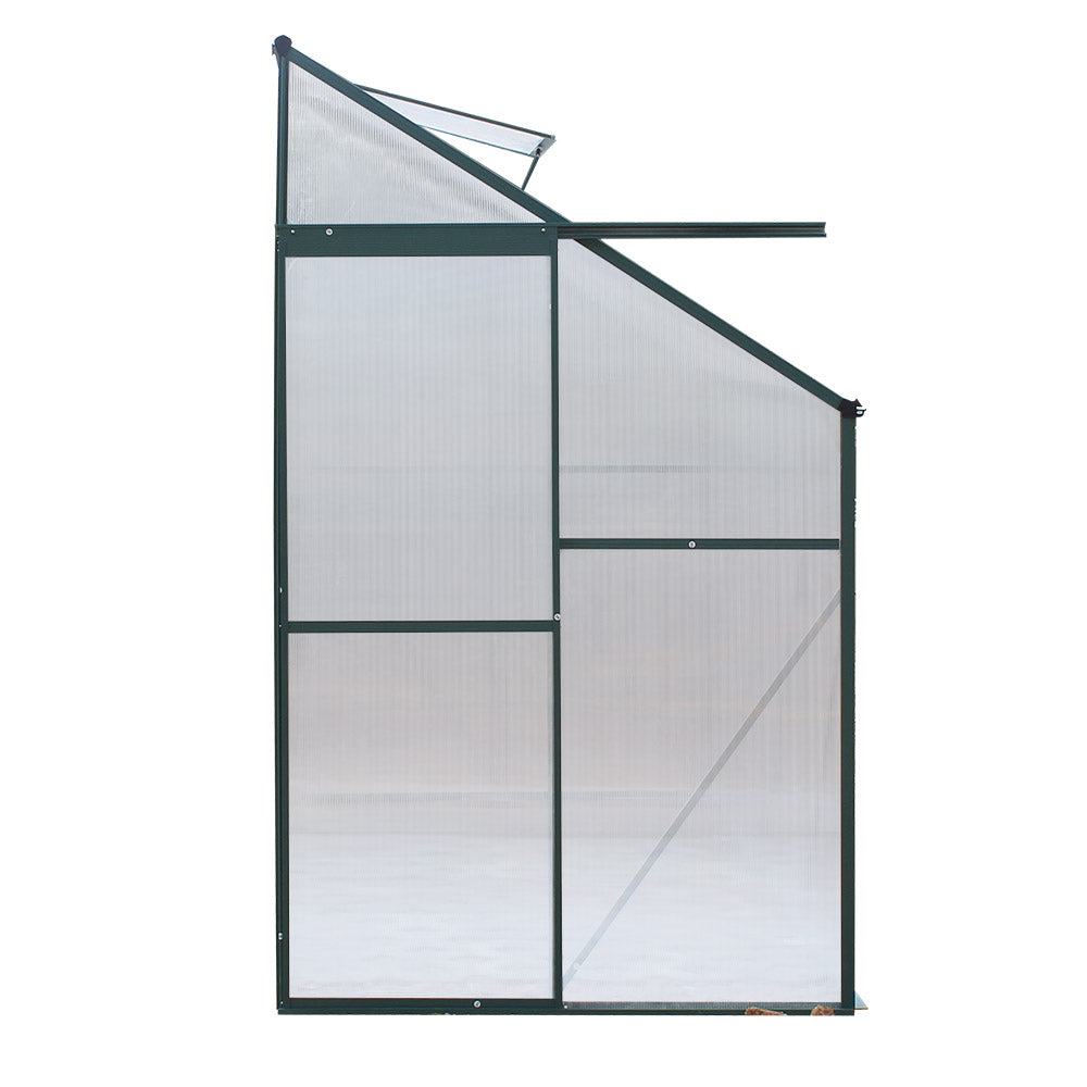 Green Fingers 2.52x1.27x2.13M Aluminium Lean-to Greenhouse Polycarbonate