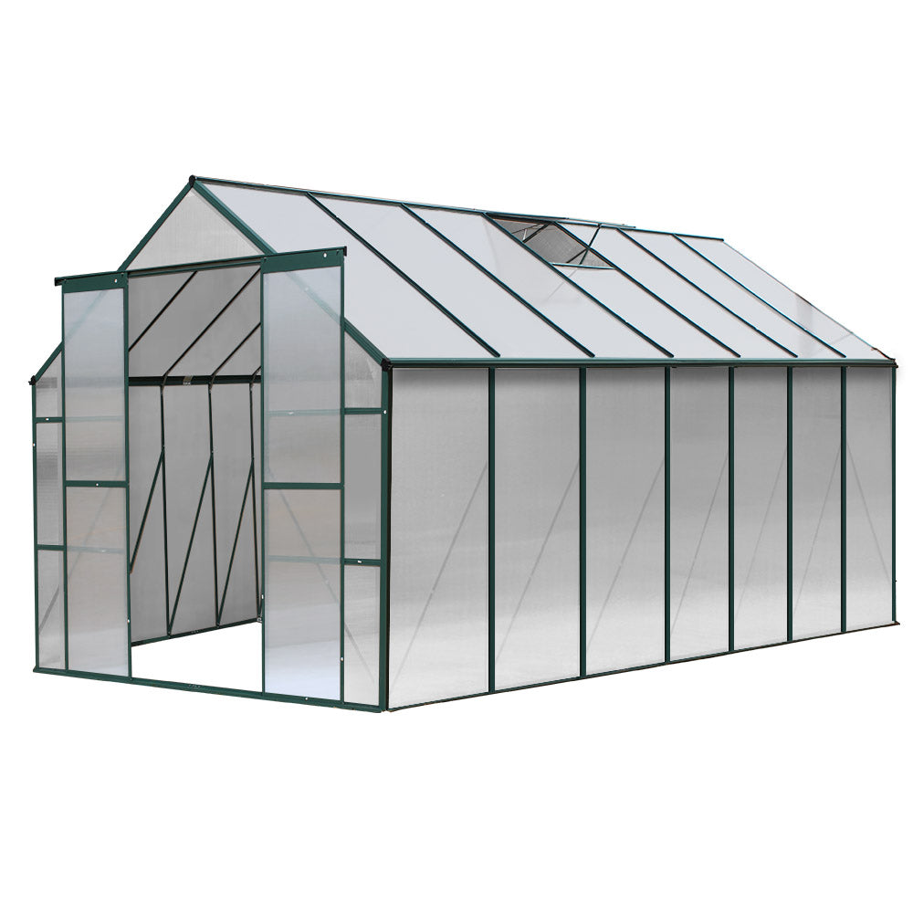 Green Fingers 4.43x2.44M Aluminium Polycarbonate Greenhouse Garden Shed