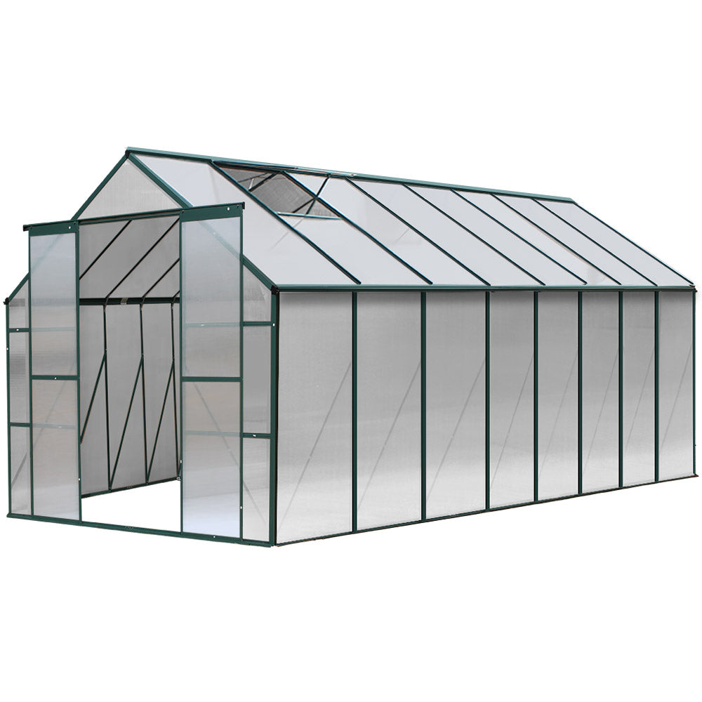 Green Fingers 5.1x2.44m Aluminium Polycarbonate Greenhouse Garden Shed